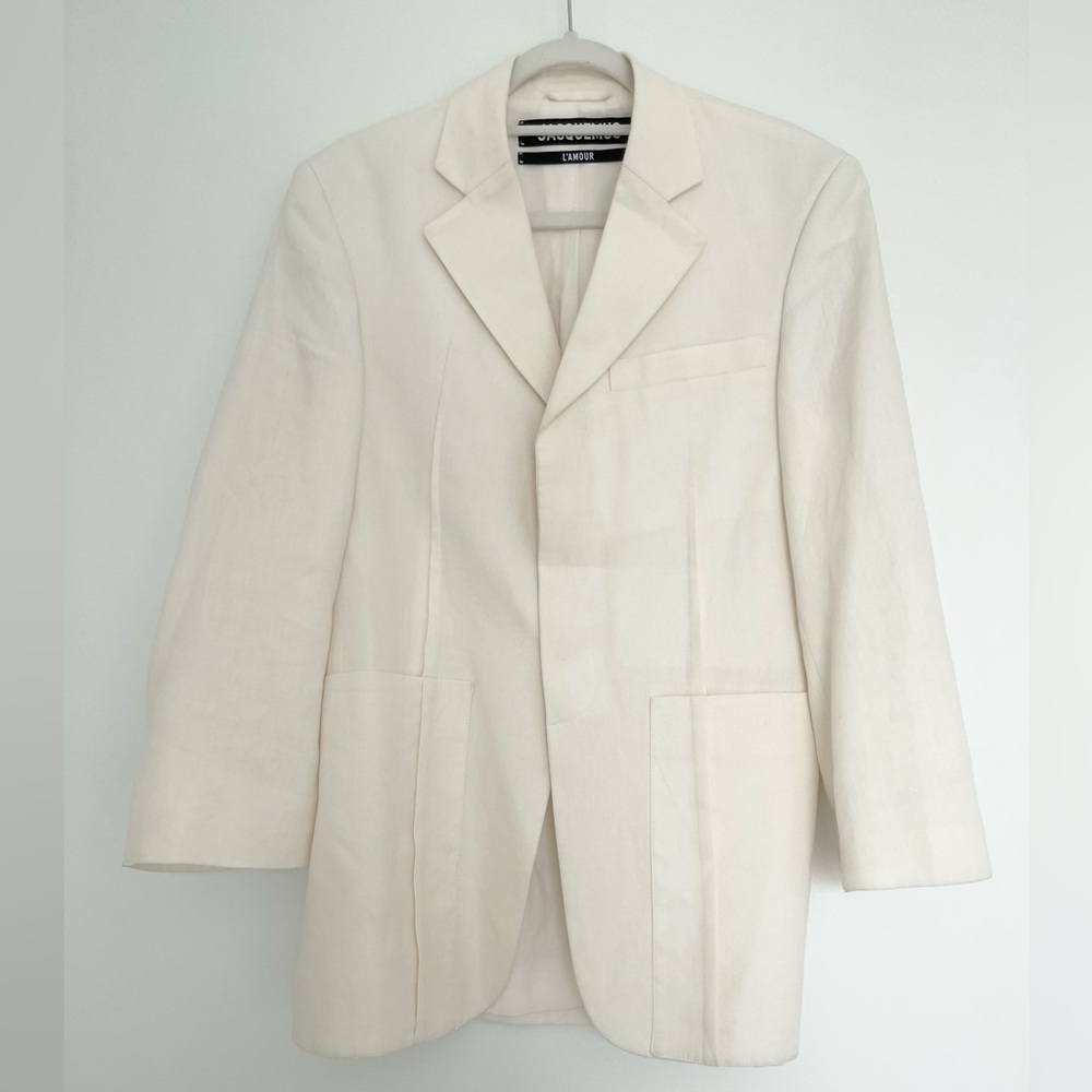 Jacquemus La Veste D'Homme Oversized Linen Jacket in Light Beige